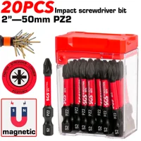 Jeu de 10/20 embouts de tournevis Pz2 magnétiques résistants aux chocs, en acier S2 de 50 mm, pointe antidérapante haute dureté, outils spéciaux pour la rénovation/décoration de la maison 3