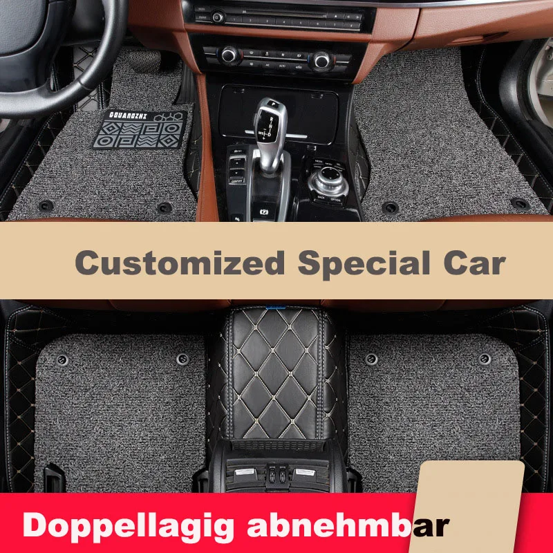 Tapis de sol de voiture double couche personnalisé, pour 95 % de voitures,  étanche et antidérapant (noir + noir) : : Auto et Moto