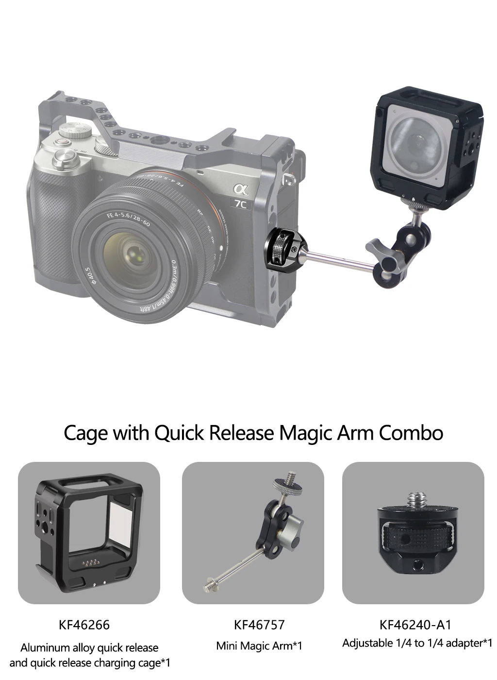 Magnetic Action Camera Cage For Action 2 Dual-screen Full Cage w/ Cold Shoe Mou