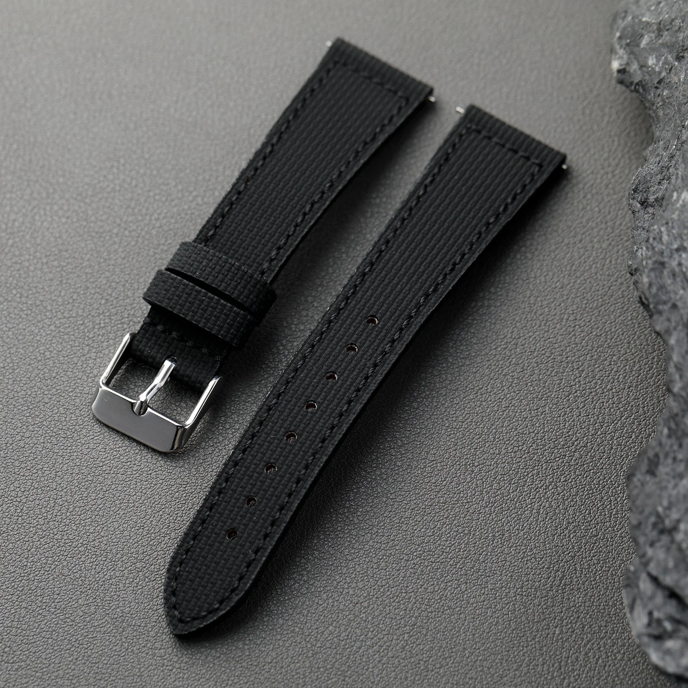 Premium Waterproof Fluororubber Leather Strap - Quick Release, Soft, Retro Design in Blue, Black, and Brown
