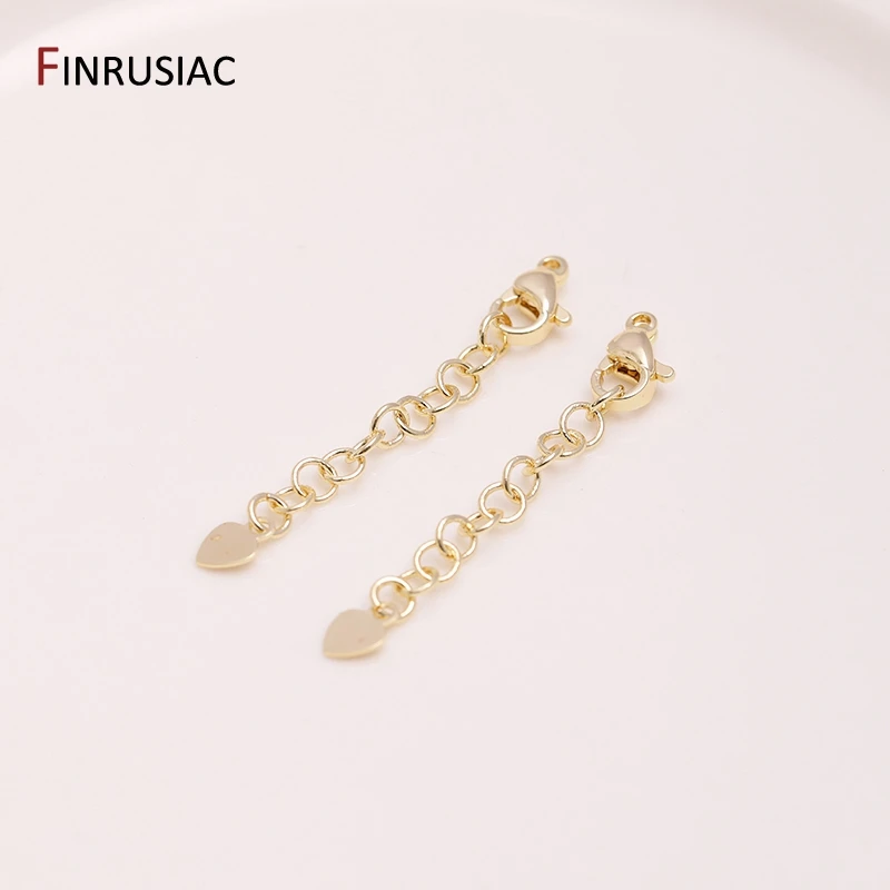 14K 골드 도금 황동 하트 랍스터 걸쇠 DIY 팔찌 목걸이 확장 체인 테일 익스텐더 체인 쥬얼리 만들기 용품