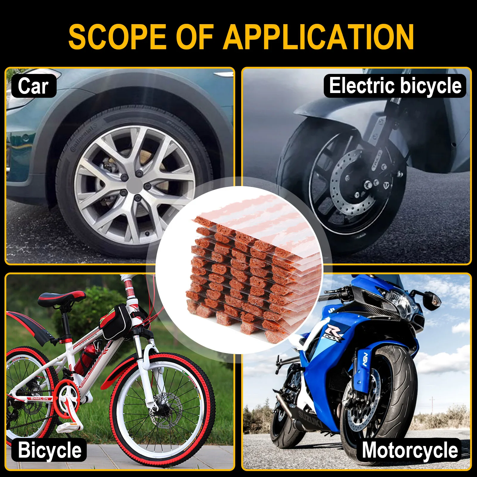 Kit De Réparation De Pneu - Vis En Caoutchouc Et Bouchons - Pour Crevaison Sur Route