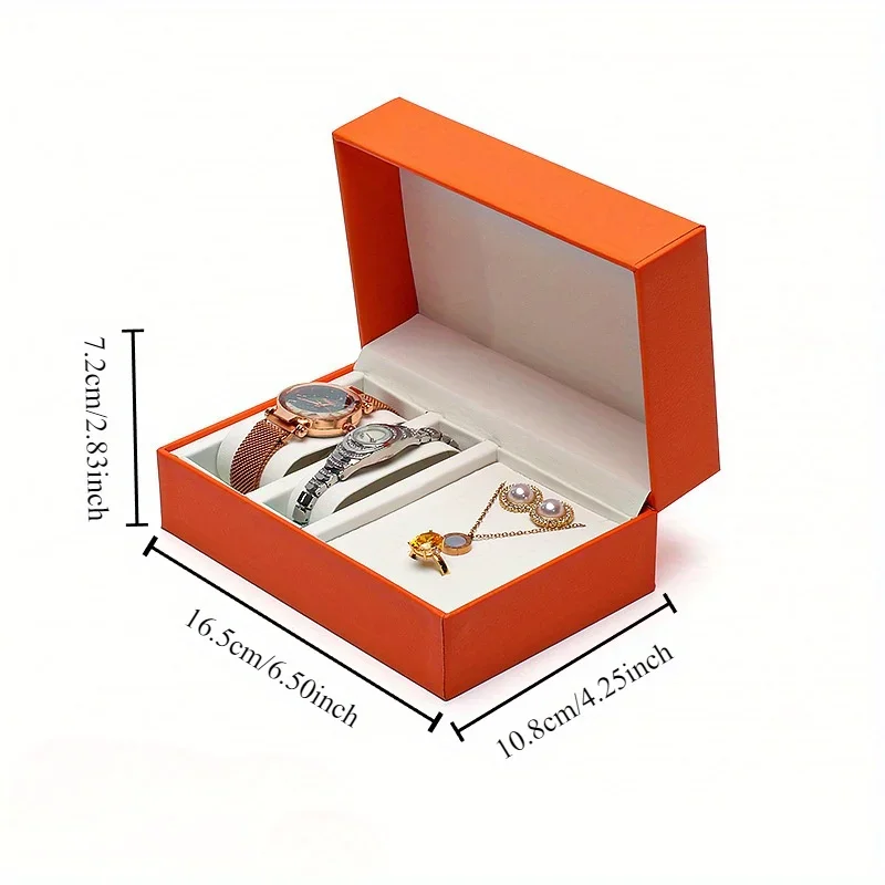 2 Slots Flip PU Leather Watch Packaging Box Necklace Pendant Bracelet Jewelry Watch Set Box 1pc