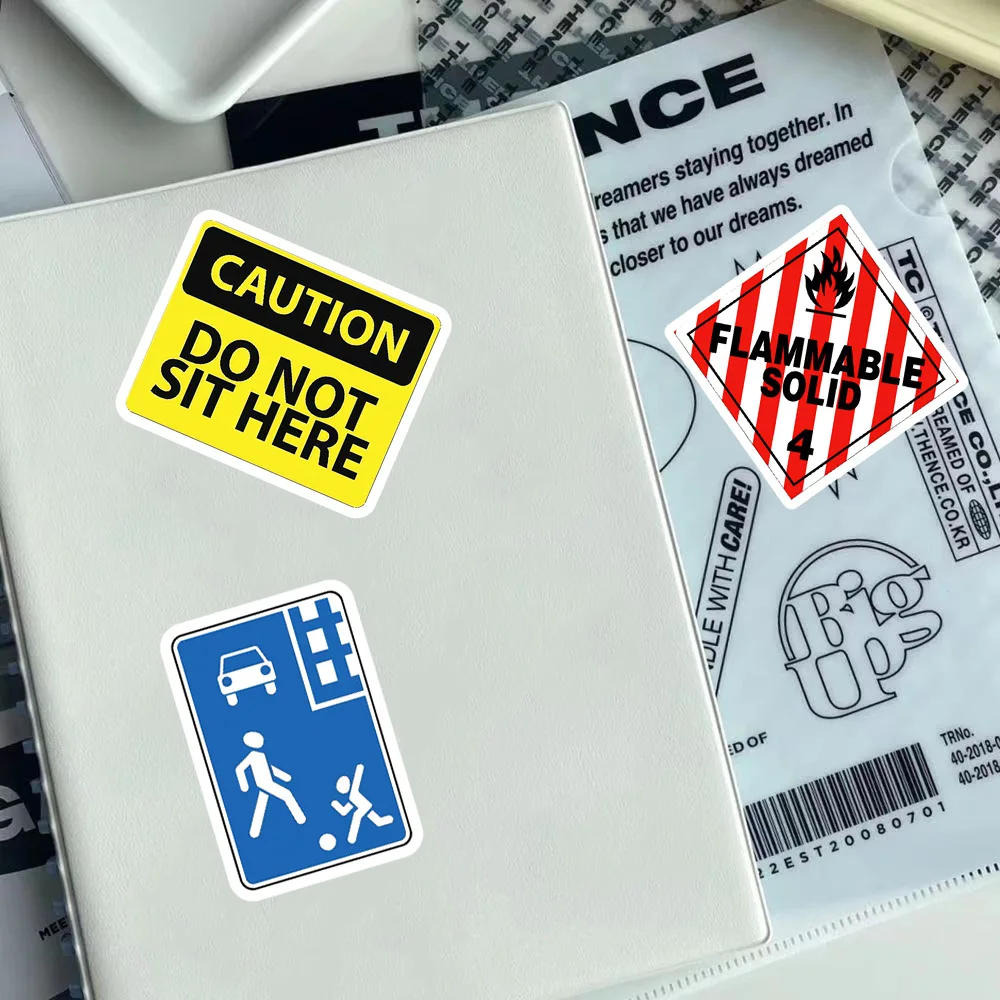 50 Pezzi Adesivi Segnali Stradali e di Avvertimento, Decalcomanie Graffiti Fai da Te per Diario, Custodia Telefono, Scrapbook Fatto a Mano, Adesivi Estetici - immagine 2