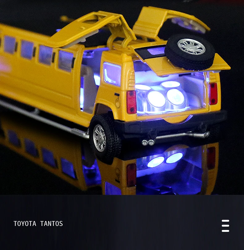 1:32 Alloy Hummer H2 Lengthen Limousine Diecast Car Model Sound