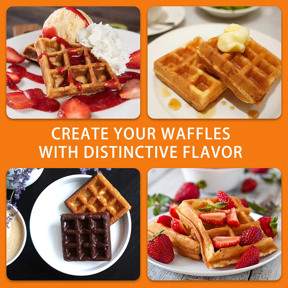 Waffles Maker 2 Slices Adjustable Temperature Electric Breakfast Belgian Waffle Machine Non-Stick Egg Cake Iron Plates 1600W 6