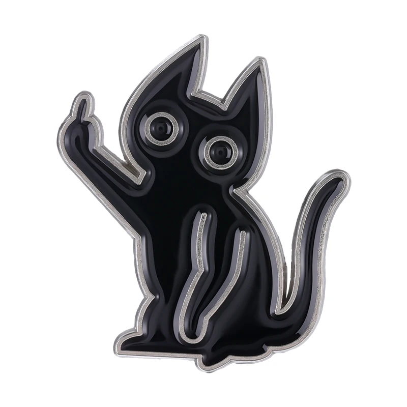 Funny Cat Brooch Pin - Middle Finger Gesture Lapel Pin, Humor Enamel Badge For Jackets & Bags - View #8
