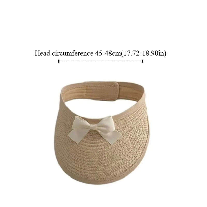 Adjustable Korean Baby Straw Caps Empty Top Wide Brim Bow Straw Hat Anti-UV Sun Protection Visor Cap Outdoor