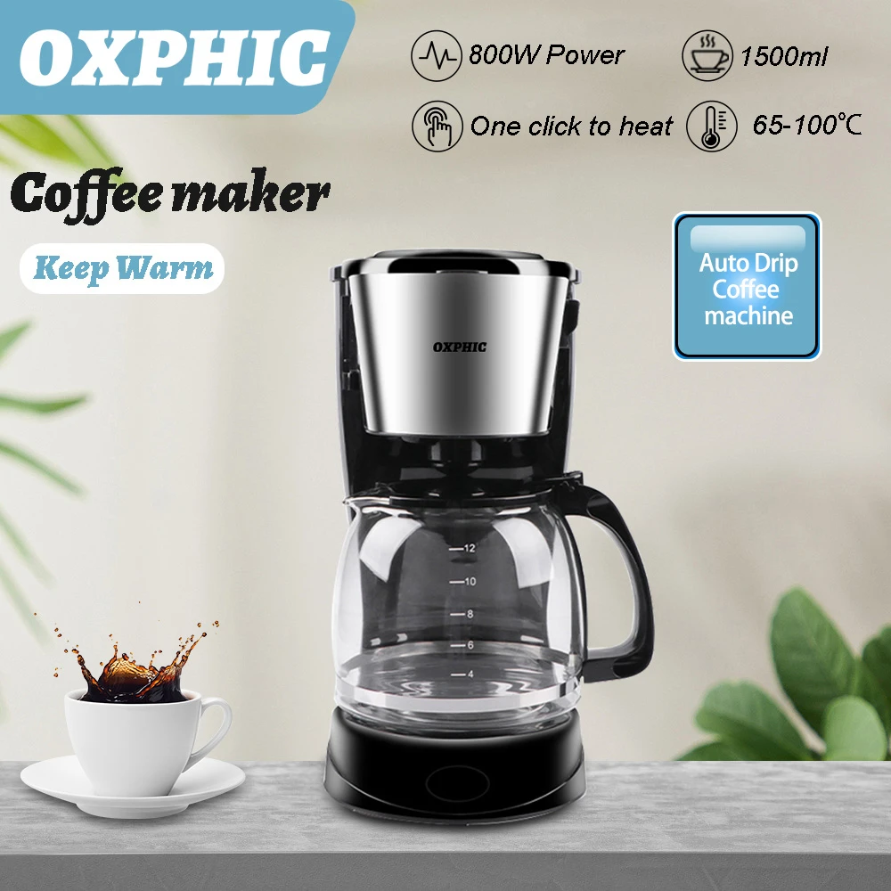 OXPHIC 1500ML Automatic Drip Coffee Machine Electric Coffee Maker