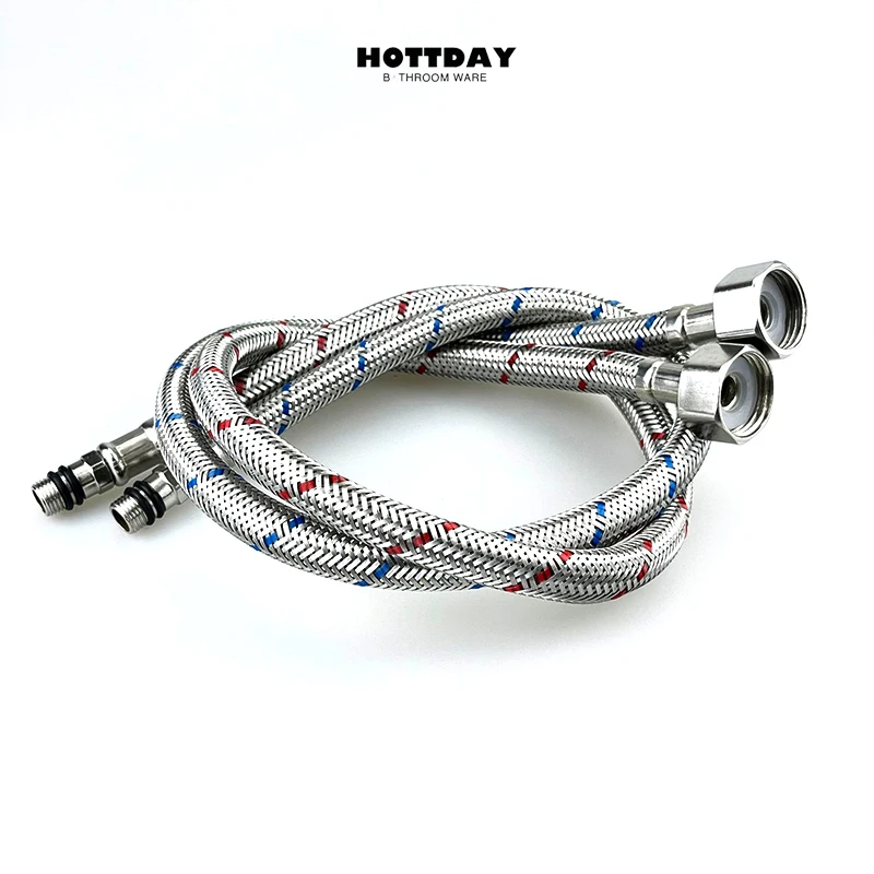 Bathroom Hose Stainless Steel Flexible Plumbing Pipes Basin Faucet Hot and Cold Water Kitchen Sink G1/2 G3/8 G9/16 1 Pair shower water hose