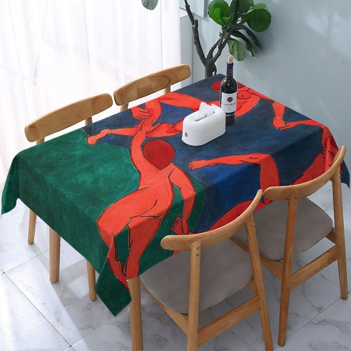 

Rectangular Waterproof Oil-Proof The Dance By Henri Matisse Tablecloth Backed Elastic Edge Table Cover 45"-50" Fit Table Cloth