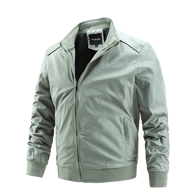 Casual Stand Collar Men Bomber Zipper Jackets Coats Fashion Solid Color Men's Jacket New Outdoor Windproof Outwear Size M- 5XL
