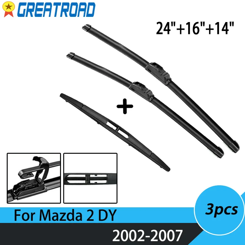 

Набор щёток стеклоочистителя для Mazda 2 DY 2002 2003 2004 2005 2006 2007 24 + 16 + 14 дюймов