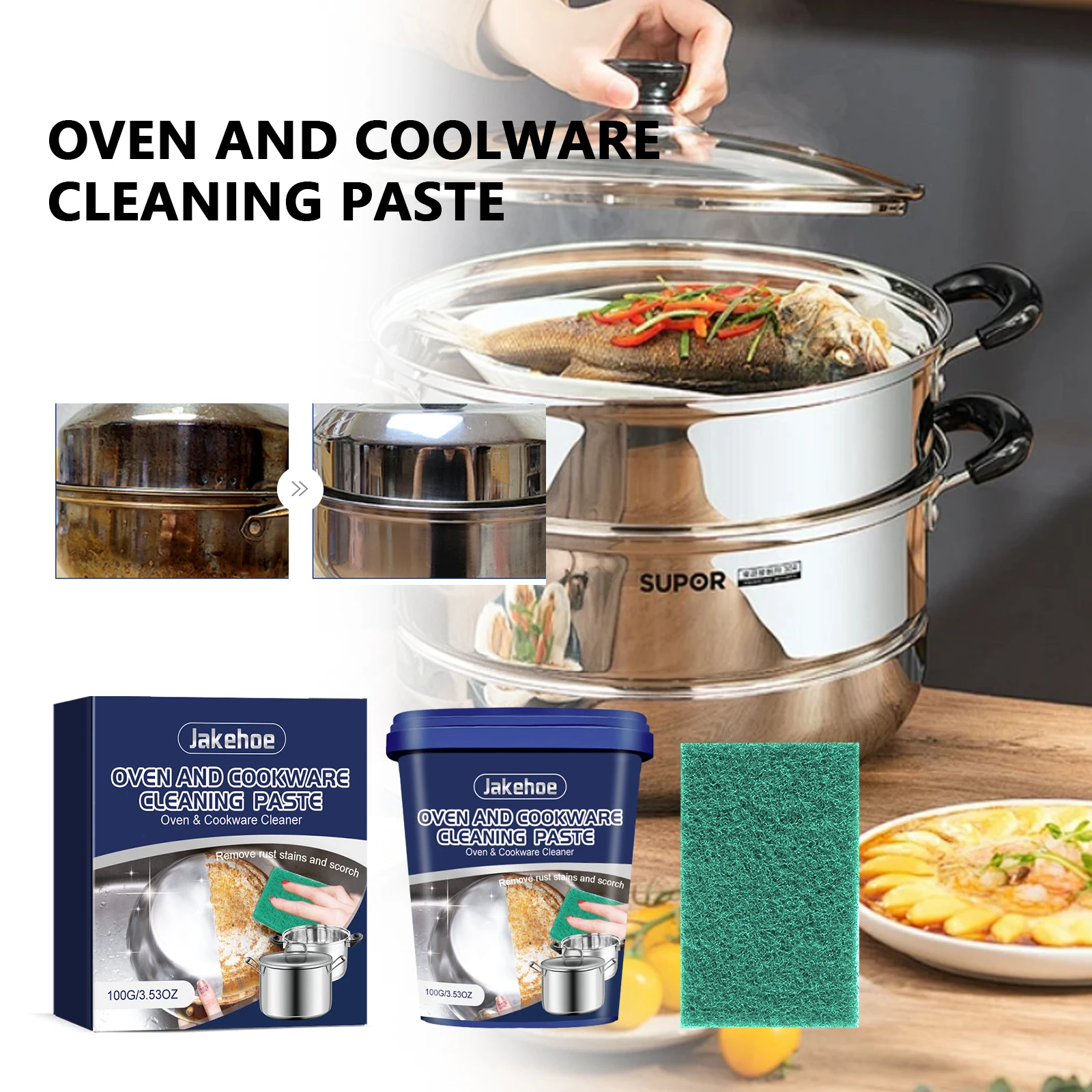 Stainless Steel Oven Cookware Cleaner Heavy Duty Paste