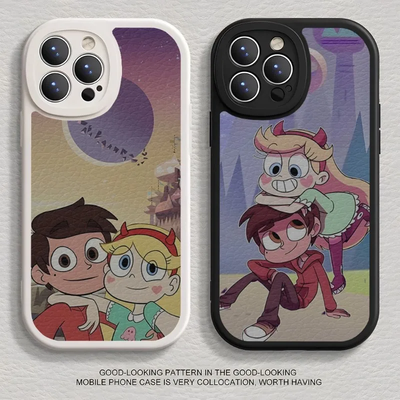 Cartoon Star Vs The Forces Of Evil Phone Case Pelle Di Agnello Per Iphone 15 13 Pro Max 12 11 14 Mini X Xr Xs 8 Cover Mobile