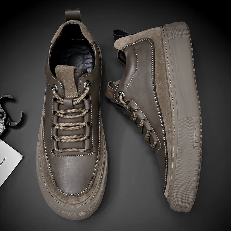 Genuine Leather Men's Shoes Antiskid Casual Shoes Fashion Men Oxford Outdoor Sports Sneakers Classic Male Vulcanize