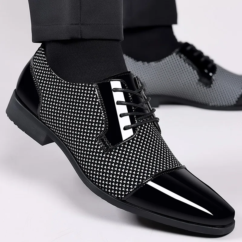 

Trending Classic Men Dress Shoes For Men Oxfords Patent Leather Shoes Lace Up Formal Black Leather Wedding Party Shoes