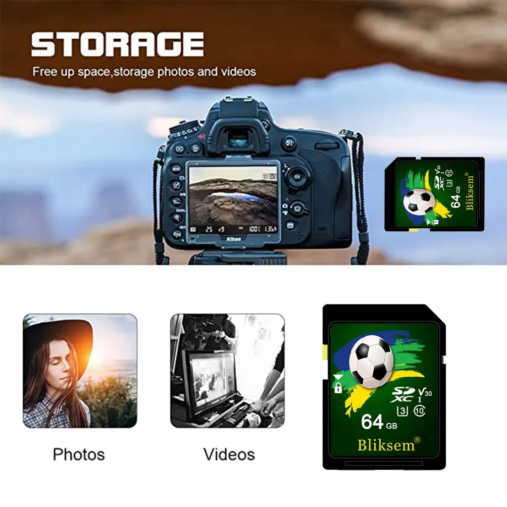 Bliksem SD 카드, SDHC SDXC UHS-I, C10, 64G U3 메모리 카드, 지지대 V30, 4K, 카메라, DV, SLR용, 64GB