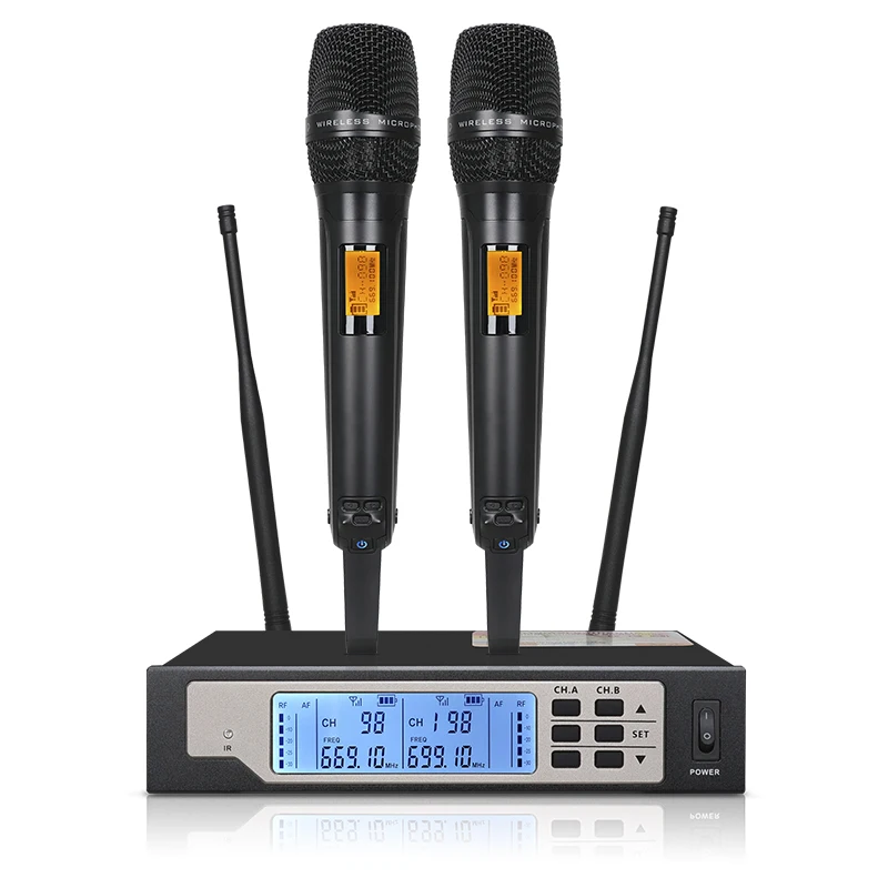 Professional wireless microphone SKM9000 2 channel UHF metal handheld stage performance karaoke singing microphone