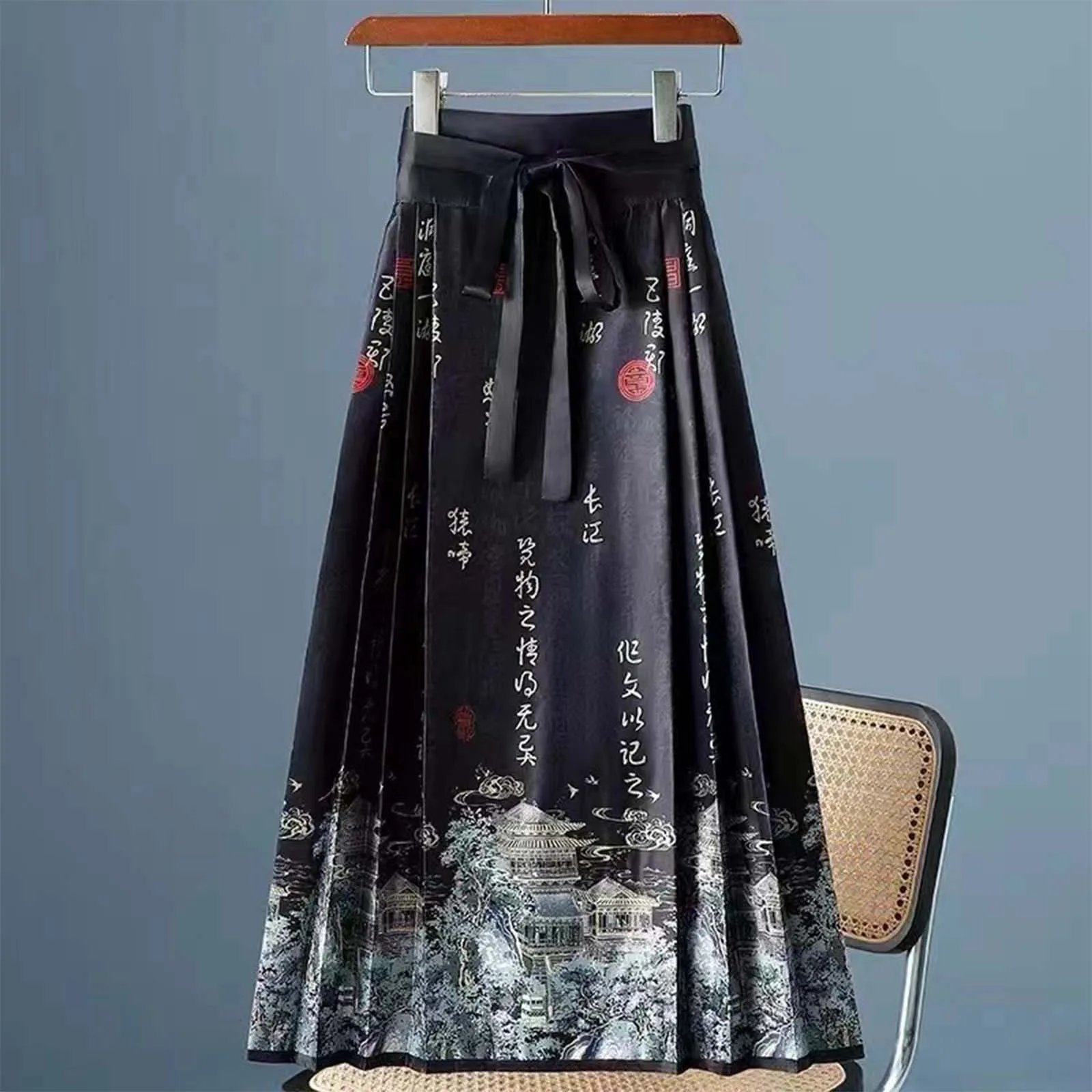 Chinese Style Skirt Vintage Ethnic Style Costume Mamianqun Ming Dynasty Weaving skirt Woman Daily Fashion Horse Face Skirt