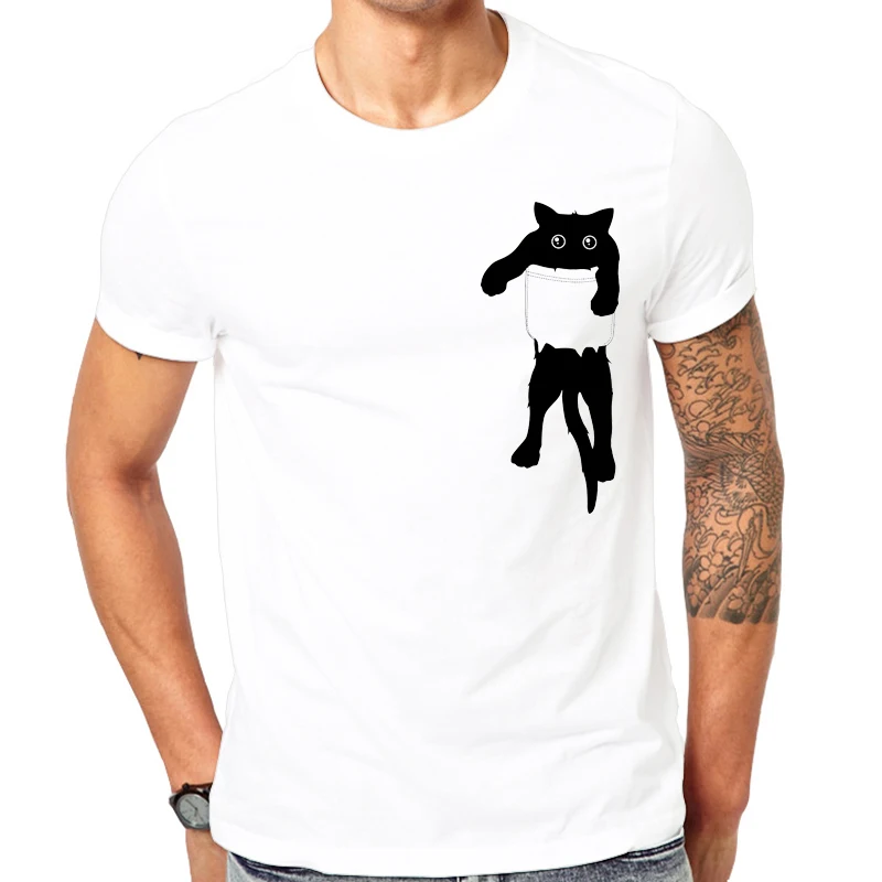 Neue Mode beliebte schwarze Katze Tasche Kunst gedruckt T-Shirt 2022 coole Männer Sommer Shirt Marke Mode lässig bequeme Tops
