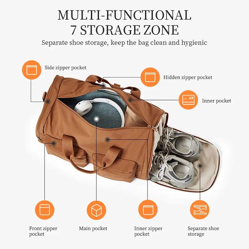 AJI Travel Bag Convertible Travel Handbag Women Lightweight Large Capacity 32L Carry-On Bag with Independent Shoe Compartmen