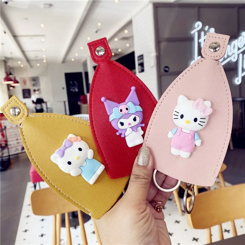 

Cute Mini Large-capacity Leather Car Key Case for Car Home Key Cover Keychain Pendant for Student Girls and Boys Birthday Gifts
