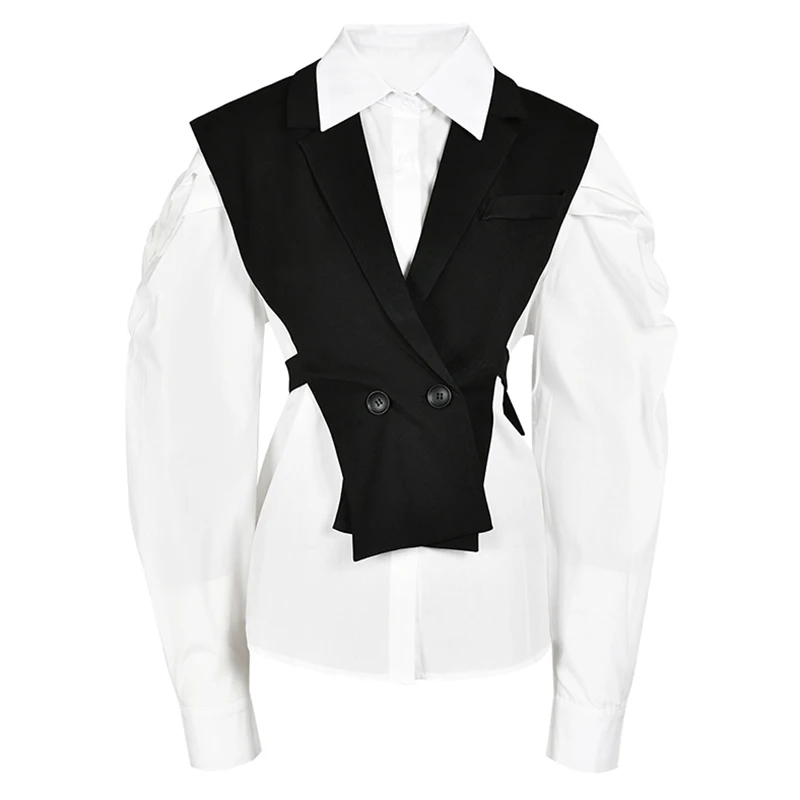 BZVW Fashion Women's Trendy Coat Top Two Piece 2024 Spring Autumn New Contrast Color Designer Versatile Shirt Jacket Female