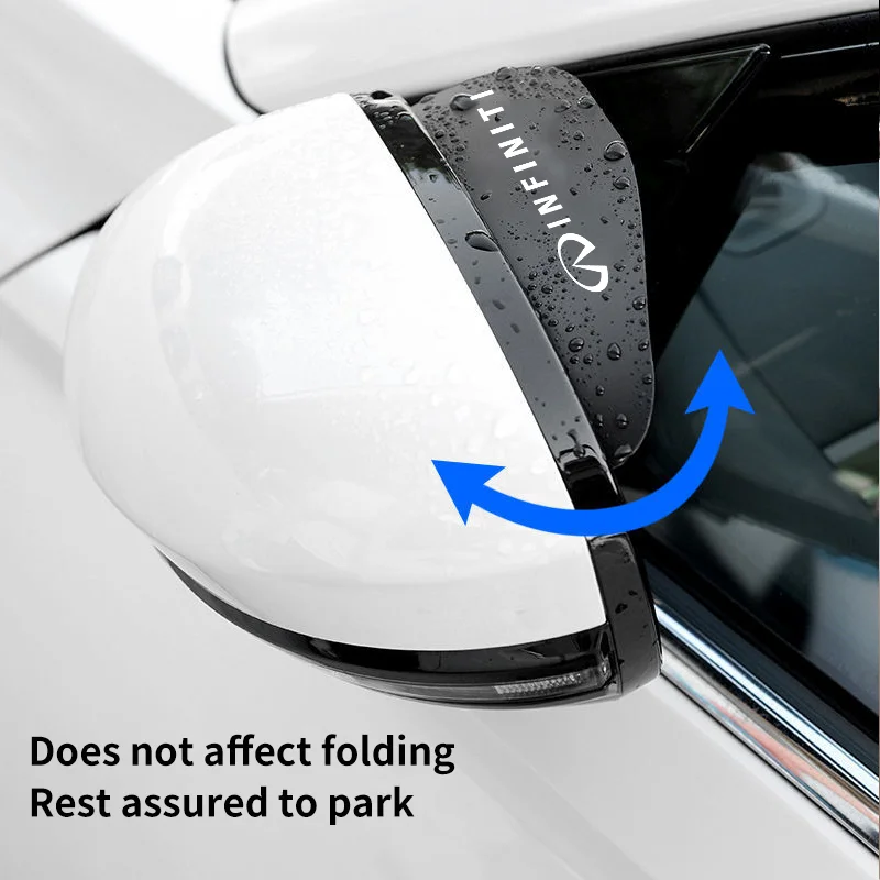 Car Rearview Mirror Rain Eyebrow 2PCS For Infiniti FX35 Q50 G37 Q30 ESQ QX50 QX60 QX70 ESQ JX35 Sun Visor Shade Cover Protector