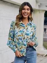 

Spring New Women's Floral Button Up Blouse
