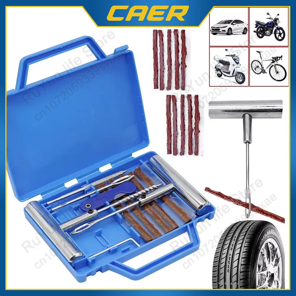 Tire Repair Kit Auto Professional Car Van Motorcycle Bike Emergency Heavy Duty Tubeless Flat Tyre Puncture Plugs