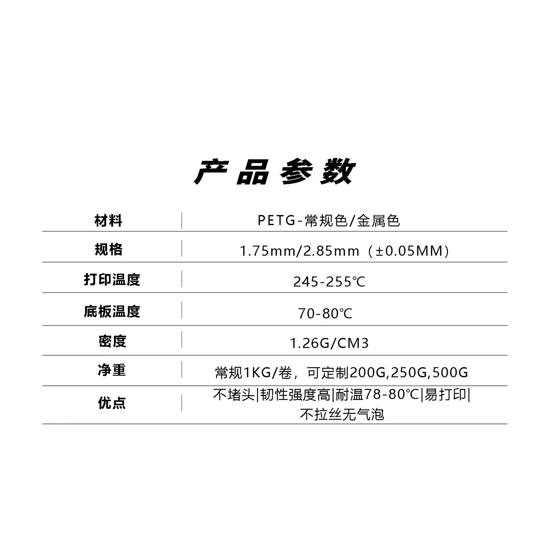 3D printing consumables PETG 1.75mm/no wire drawing and no bubbles, suitable for Tuozhu Chuangxiang