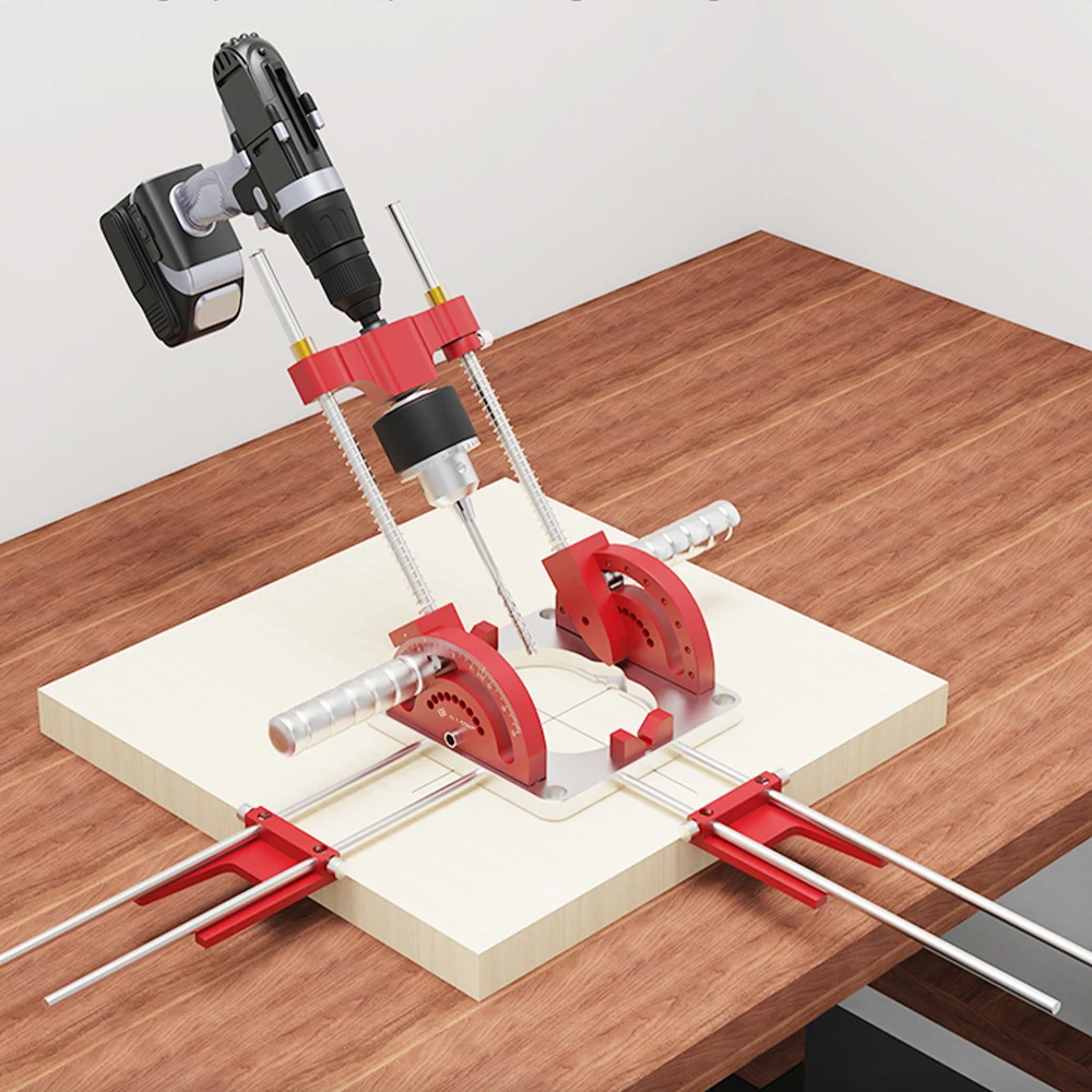 Allsome Precision Drill Guide for Power Drills,Multi-Angle Guide Attachment Holder with chuck for Flat and Round Workpieces