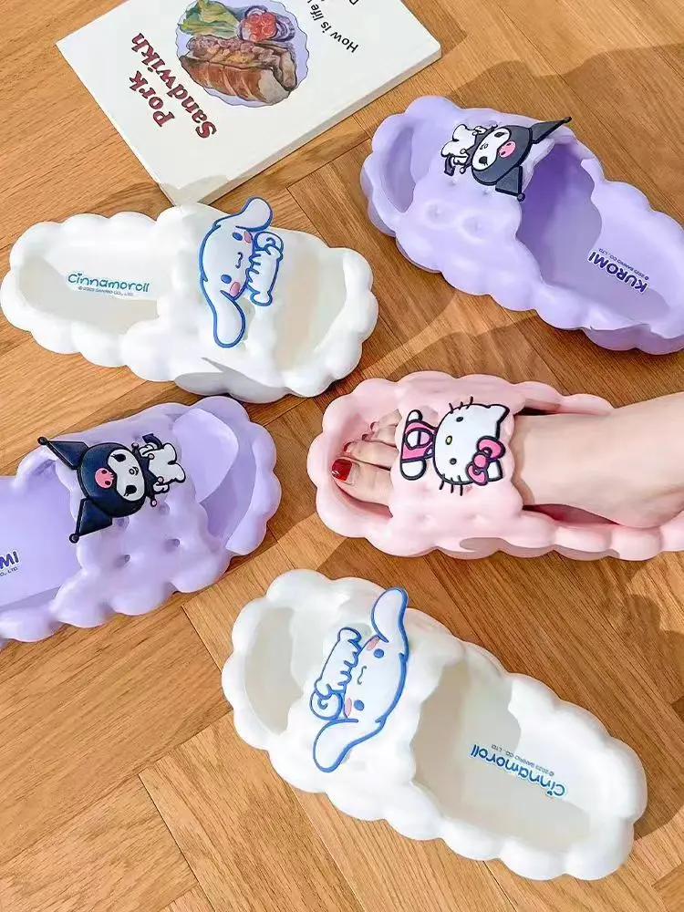 

Sanrio Hello Kitty Slippers Kuromi Cartoon Kawaii Cute Anime Student Home Bathroom Bathing Anti-Slip Sandal Kids Toys for Girls
