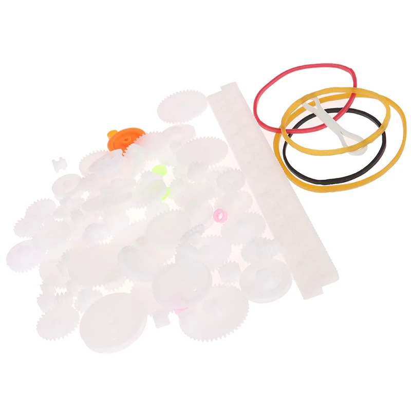 Electric Bike Gear Motor Gear Transmission Gear Electric Chain Saw Gear Cassette Deck Tape Gear 75PCS/set Plastic Gear Rack Pulley Belt Worm Gear Single-and Double-Gear Teeth Toy Car DIY Kit
