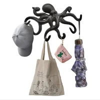 Octopus Key Holder Cast Iron Decorative Rustic Towel Hooks Wall Mounted Heavy Duty Coat Hooks 2