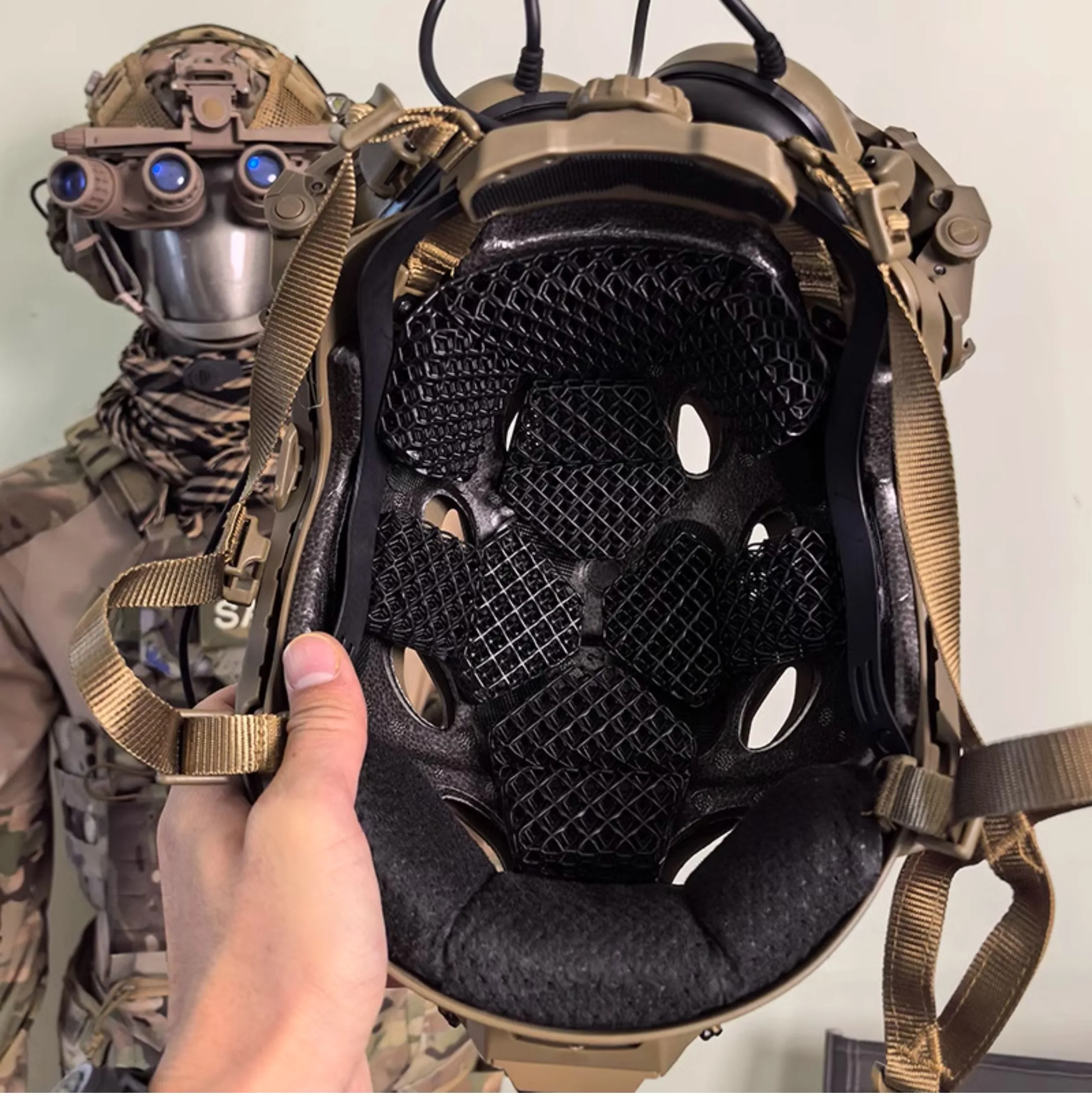 Taktischer 3D-gedruckter Polymer-Wabenhelm, Innenpolster, gefüttertes Kissen, atmungsaktives Jagdhelm-Zubehör – Detail 5