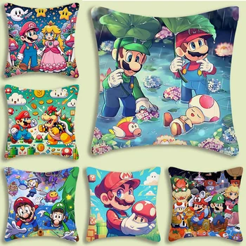 Cool super mario Pillow Covers Cartoon Sofa Decorative Home Double-sided Printing Short Plush Cute Cushion Cover