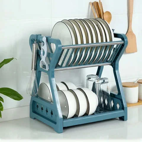 

Kitchen Supplies Kitchen Tools Double-Layer Dish Filter Rack Household Dish Drying Rack Utensil Holder Tableware Chopsticks