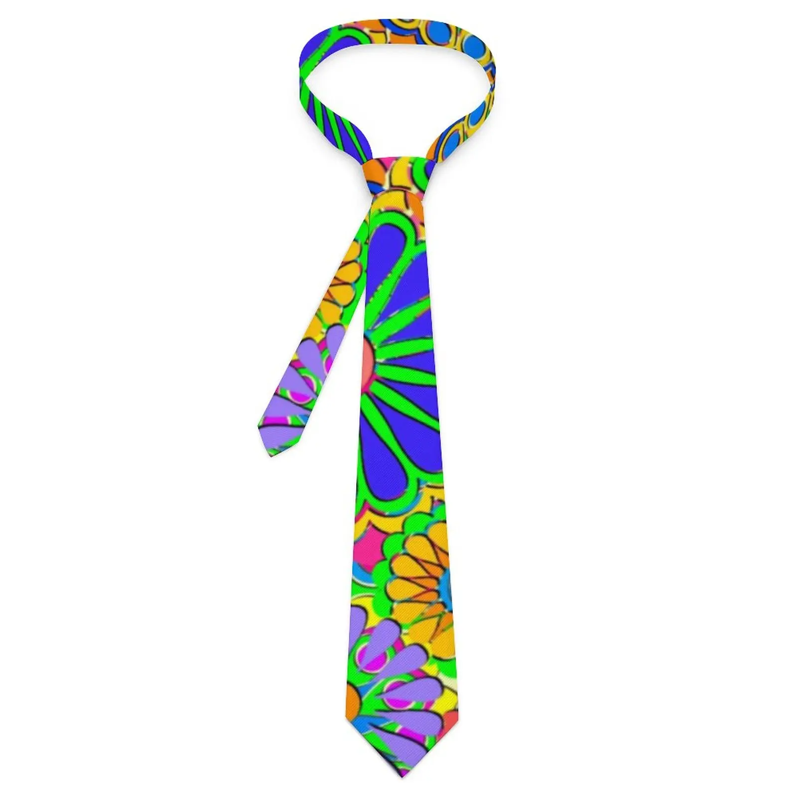 

Men's Tie Colorful Flower Power Neck Ties Bright Hippy Style Classic Casual Collar Tie Pattern Business Necktie Accessories