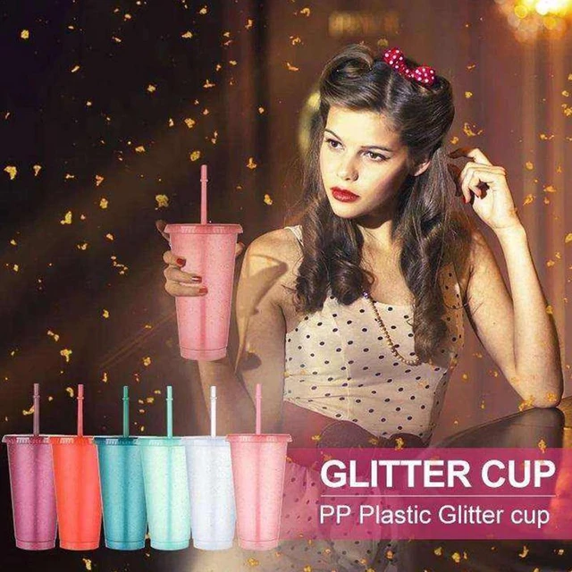 Glitter 11 Inch Reusable Replacement Hard Plastic Straw for