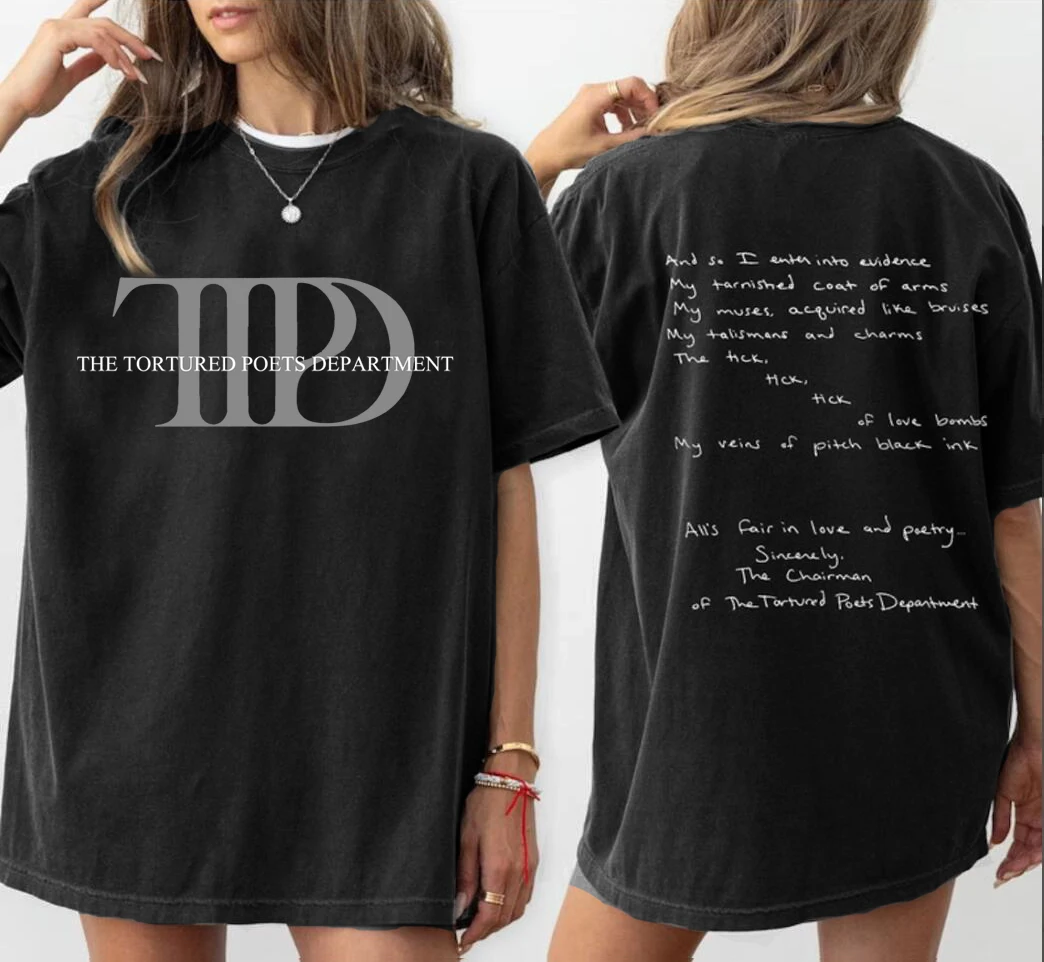 The Tortured Poets Department T-shirts for Women TTPD Printed Tshirt Cotton Short Sleeve Tees Music Concert T Shirt Streetwear 1