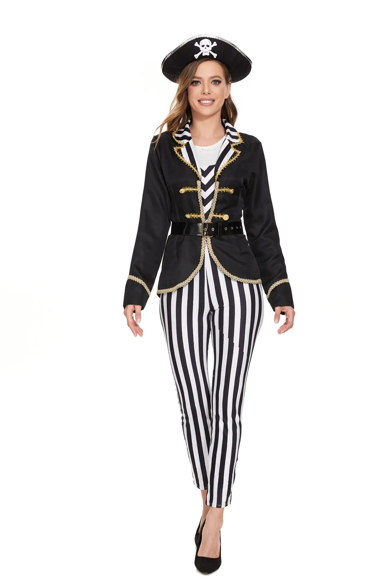 Déguisement Capitaine Pirate Femme Pantalon Rayé – photo 6