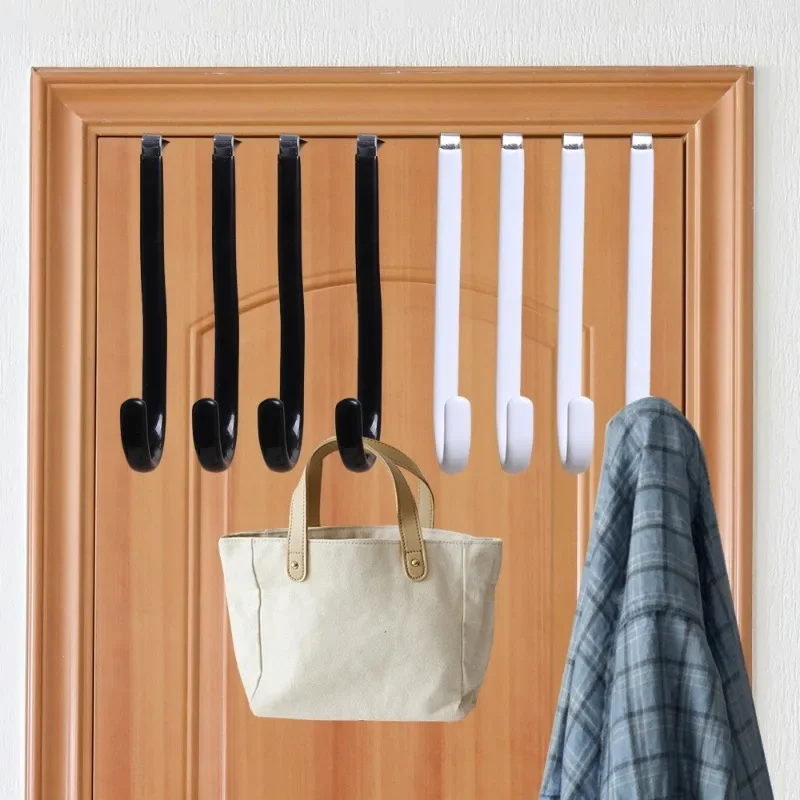 1/6pcs Door Hanger Hooks Stainless Steel S-shaped Cabinet Door Hooks Punch-Free Towel Bag Coat Kitchen Bathroom Organizer storage hook door hook