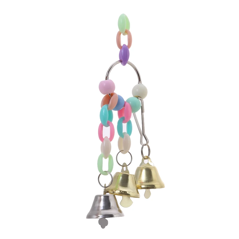 5Pcs Parrot Bite Toy Bird Ring Bell Parrot Hanging Swing Chain Toy Parakeet Chew Swings With Hanging Bells Bird Accessories