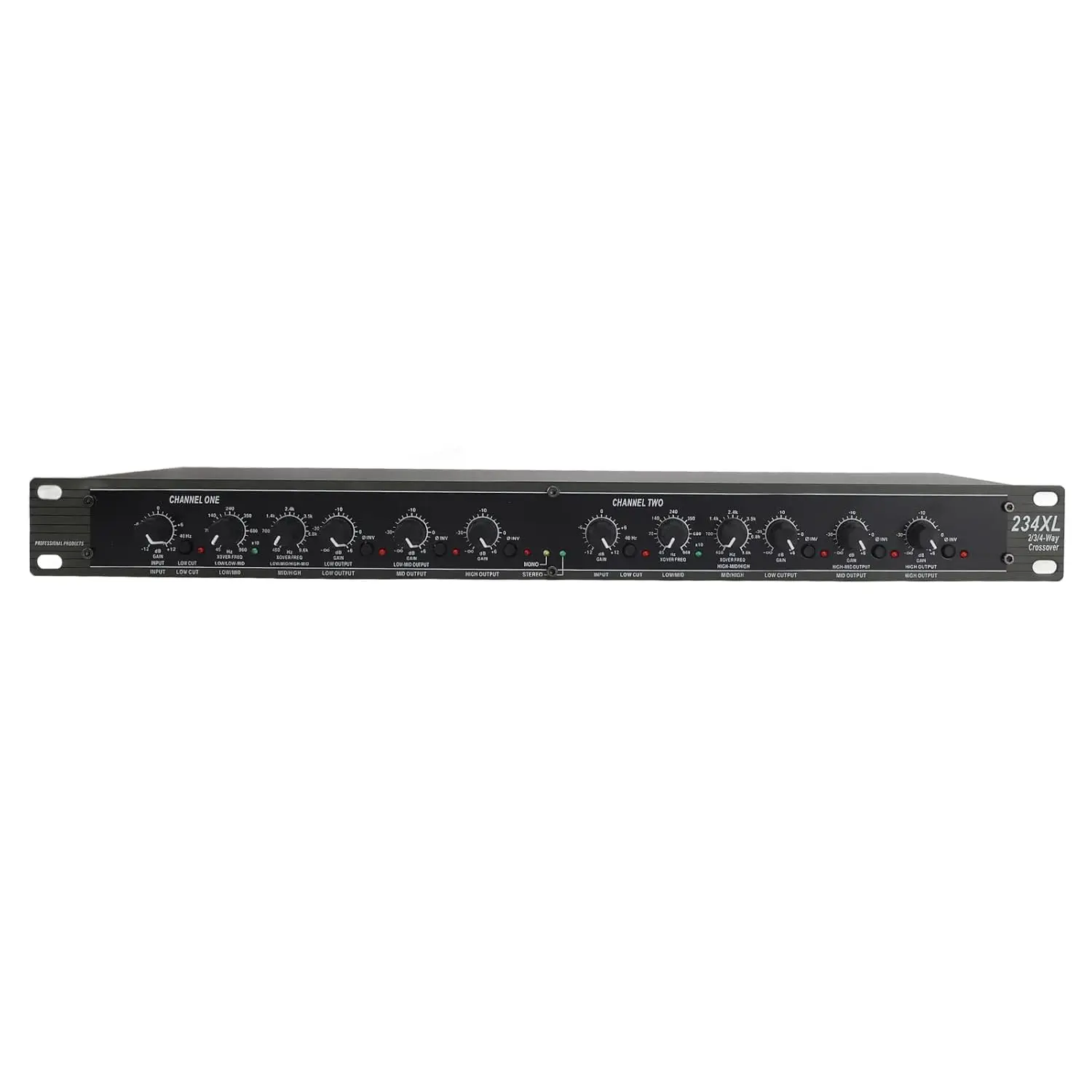 234XL Stereo Audio Peripherals 2/3-Way and Mono 4-Way Crossover XLR Connectors Alloy Material