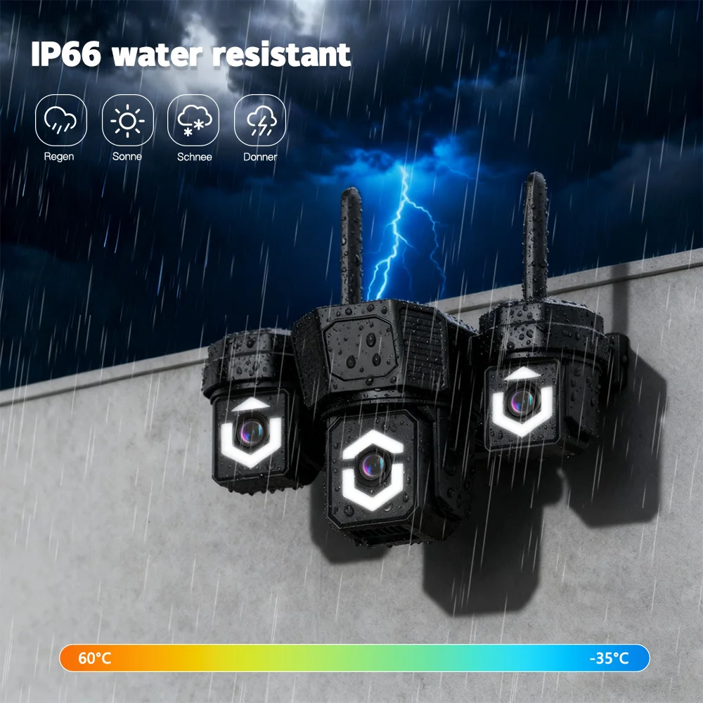 SZSINOCAM WIFI Edition Triple-Lens PTZ Surveillance Camera AI Human Detection IP66 Waterproof Video Security Camera 3