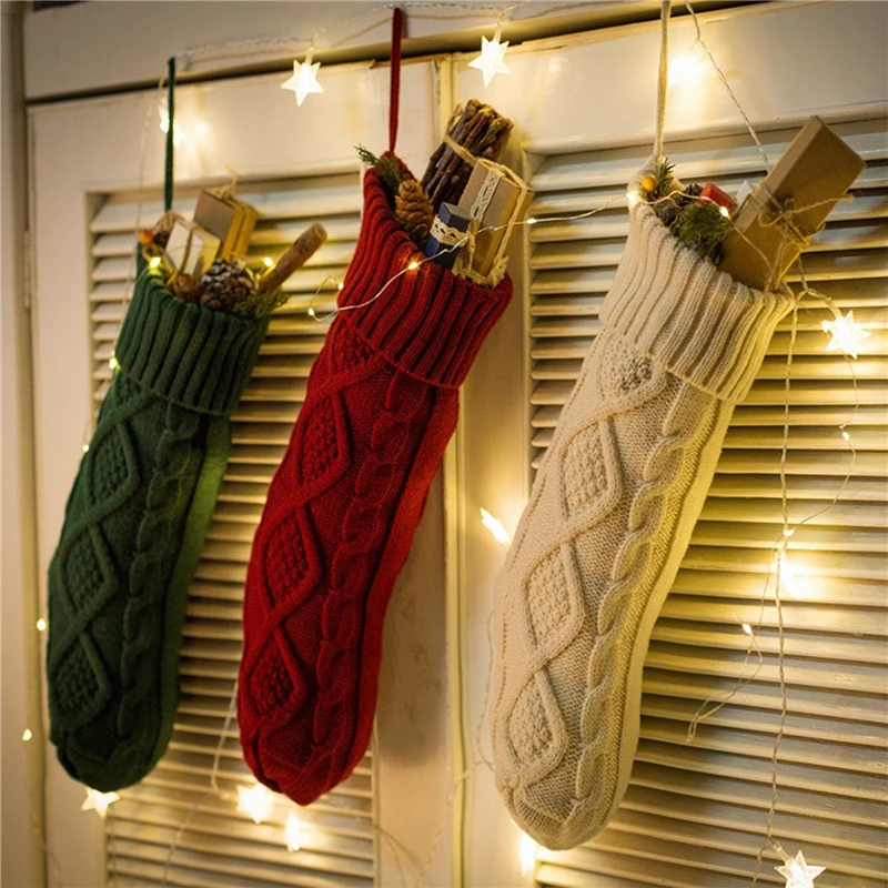 

Рождественские чулки, вязаные чулки, рождественские подарки, искусственные украшения для детей, конфеты, рождественские носки, Новинка
