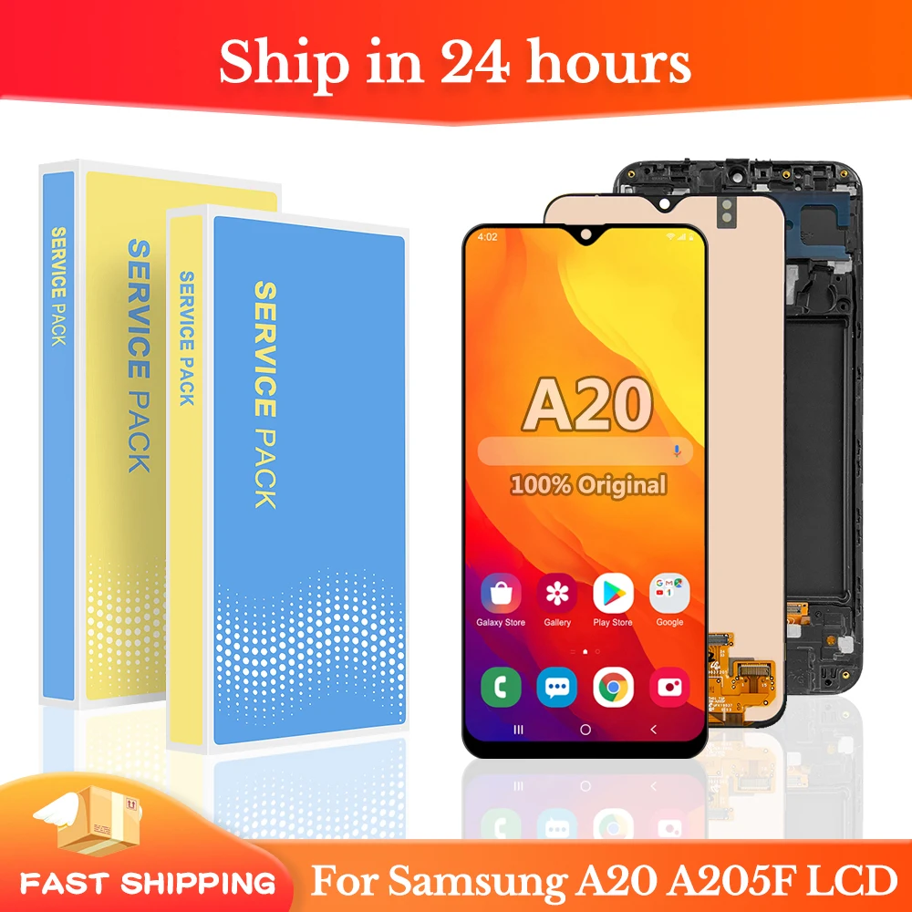 

AAA Quality A20 Screen For Samsung Galaxy A205 LCD Display Touch Digitizer With Frame Assembly for Samsung A20 SM-A205F A205FN