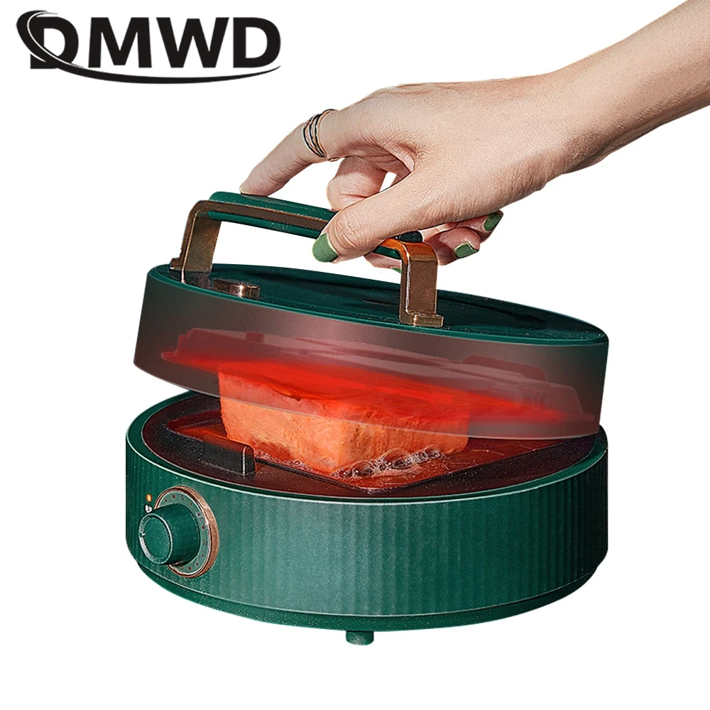 DMWD 2 Plates Household Sandwich Machine Waffle Pan Breakfast Maker Bread Toaster Baking Tool 3Min Quick Heating Non-stick 220V